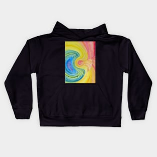 Abstract Bright Painted Rainbow Swirl Kids Hoodie